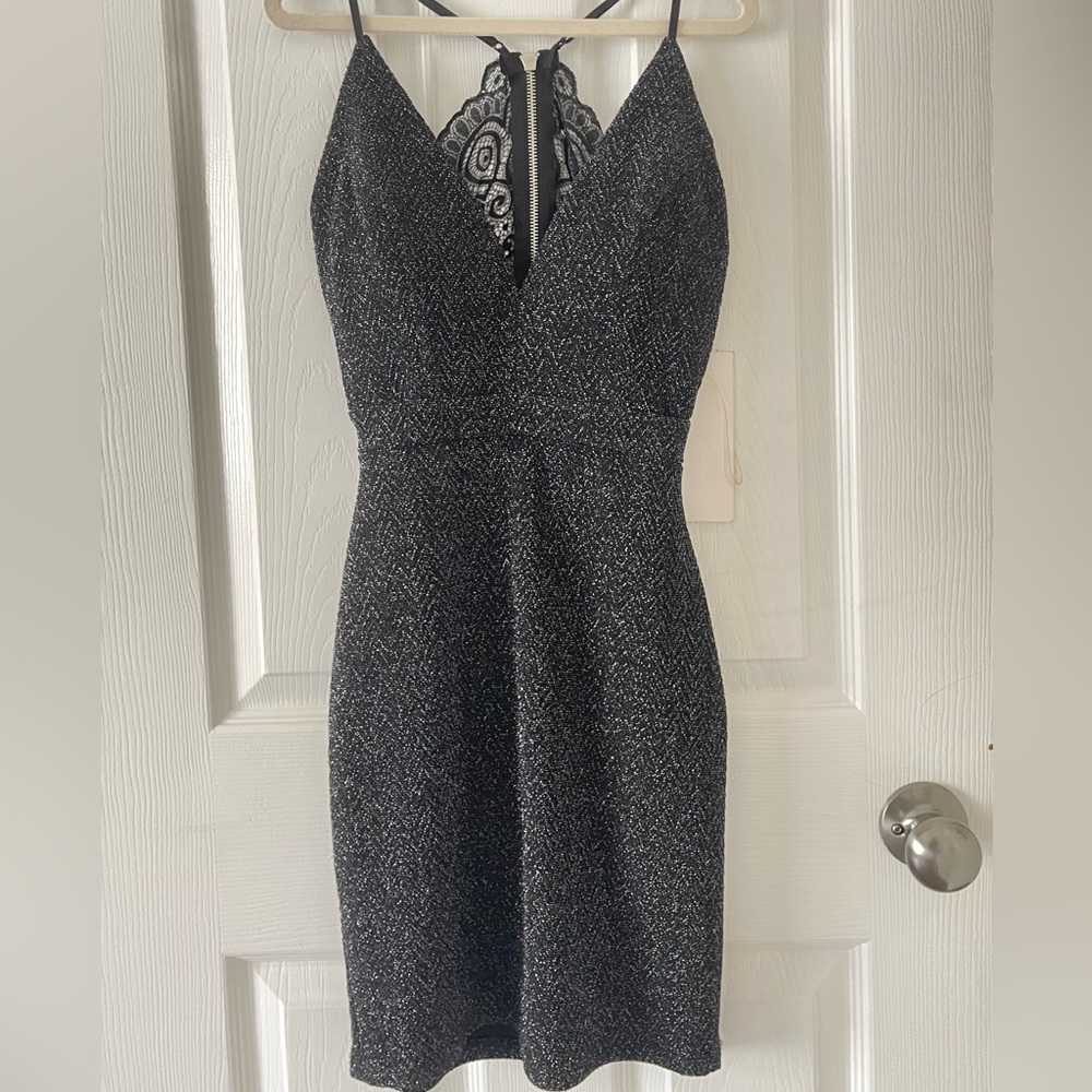 Honey and Rosie - Black Bodycon Homecoming dress, adjustable straps